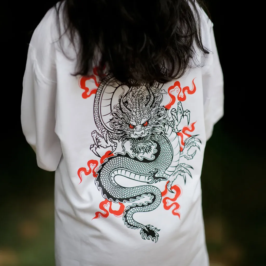 [ZYC-BLACK-S-FIRE] Zycoz Fire born Dragon Oversized T-Shirt – 260 GSM (S, Black)