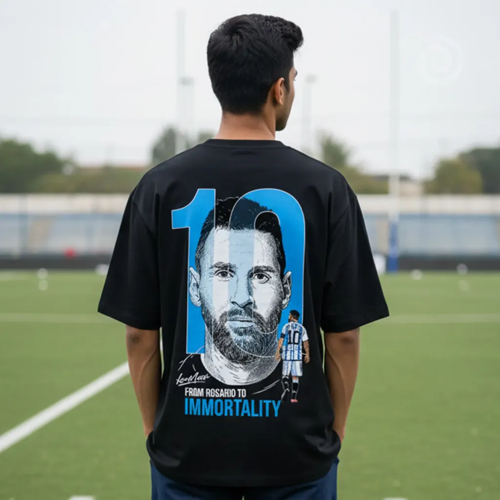ZYCOZ Messi – The Last Dance Oversized T-Shirt – 260 GSM (Black, S)