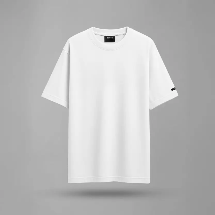 [ZYC-BASIC-WHT-S] Zycoz Basic Blank Oversized T-Shirt – 260 GSM (White) (S)
