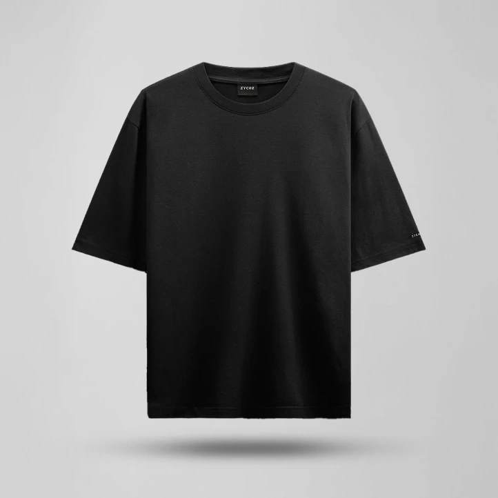 Zycoz Basic Blank Oversized T-Shirt – 260 GSM (Black) (S)